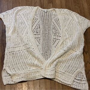 J Jill White Cotton Crochet Drapey Cardigan XS-Med